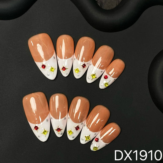Folira Medium-length Orange Simple Series Artificial Acrylic Press Cute False Nails Women's Nails False Nails