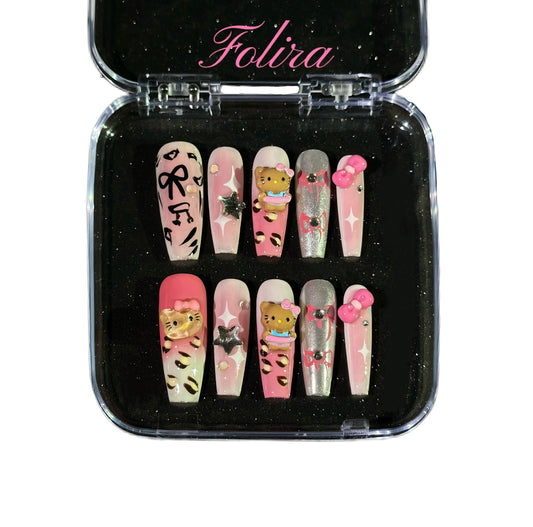 Folira  Almond Press on Nails Gold Fake Nails French Tip False Nails with Leopard Print Design Glue on Nails Glitter Glossy Full Cover Stick on Nails Fall Acrylic Nails Press ons for Women Manicure