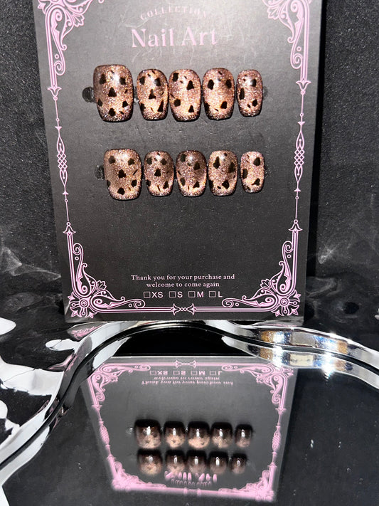 Folira Short Brown Leopard Print Artificial Acrylic Pressed Cute False Nails Women's Nails False Nails