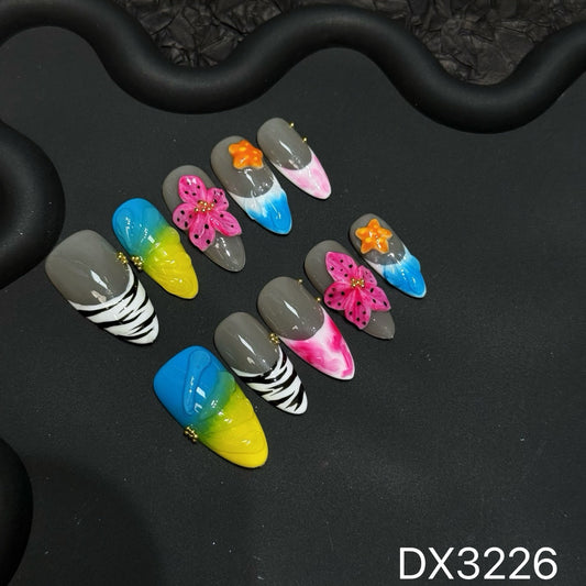 Folira Medium-length Summer Color Series Artificial Acrylic Press-On Cute False Nails Women's Nails False Nails