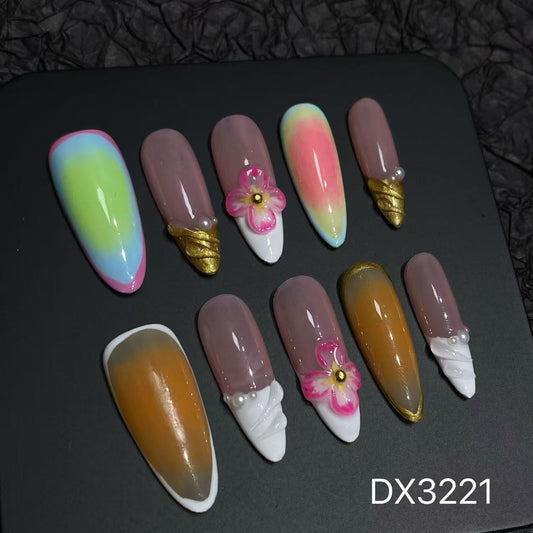 Folira Medium-length Summer Color Series Artificial Acrylic Press-On Cute False Nails Women's Nails False Nails