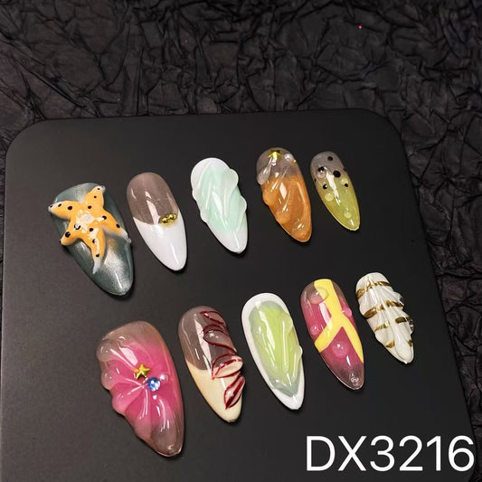 Folira Medium-length Summer Starfish Color Series Artificial Acrylic Pressed Cute False Nails Women's Nails False Nails